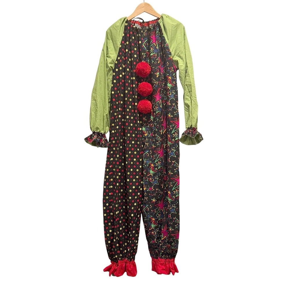 Vintage Adult XL Clown Jumpsuit Costume Star Polka Dot Large Halloween Circus